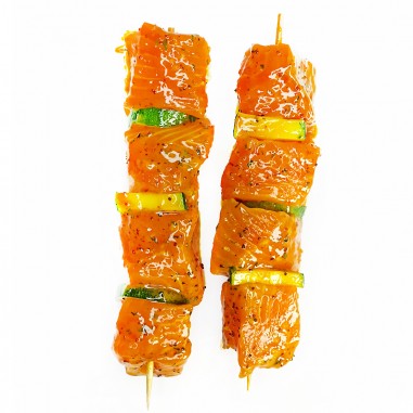 BROCHETTE de SAUMON / SAUCE MIEL et ORANGE