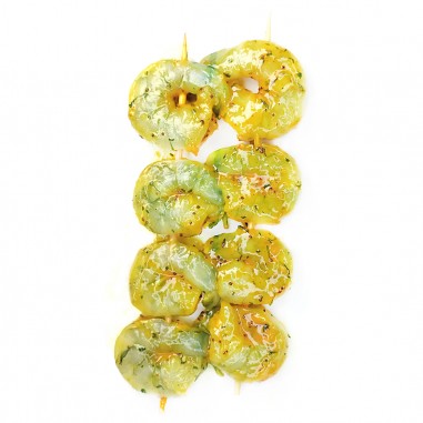 BROCHETTE de SCAMPIS / SAUCE HERBES et AIL
