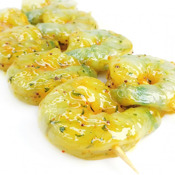 BROCHETTE de SCAMPIS / SAUCE HERBES et AIL