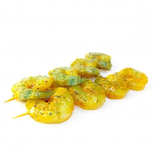 BROCHETTE de SCAMPIS / SAUCE HERBES et AIL