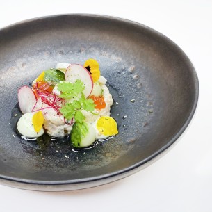 Tartare Saint-Jacques et  bar de ligne